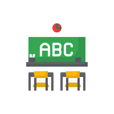 Classroom icon flat color vectorのイラスト素材