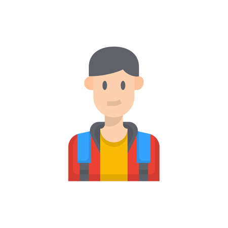 Student icon flat color vectorのイラスト素材