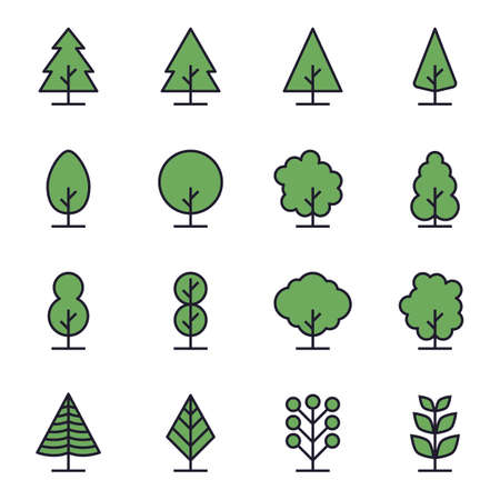 Tree  Icons Vector Illustration , ecology, nature, gardenのイラスト素材
