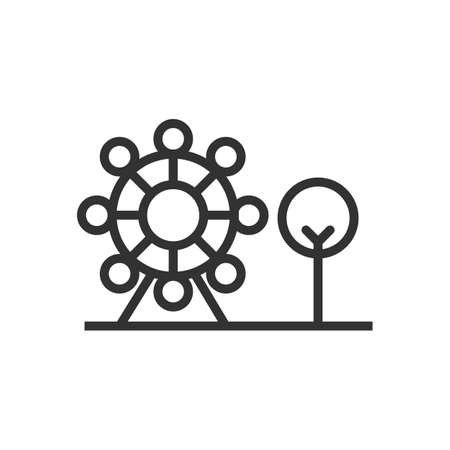 park icon vector ,line ,tree ,Ferris Wheeのイラスト素材