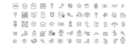 tax icons line silhouette vectorのイラスト素材