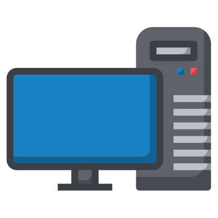 COMPUTER DESKTOP  FLAT ICON VRCTOR .のイラスト素材