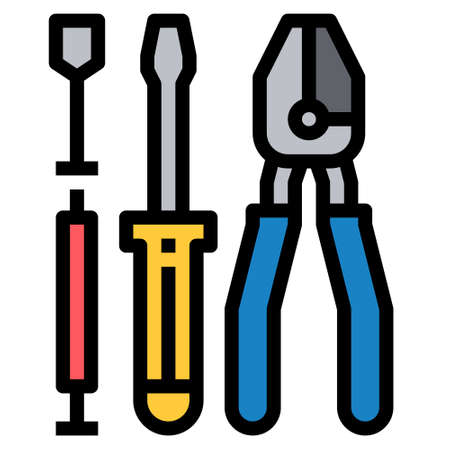 REPAIR TOOL LINE COLOR ICON VECTORのイラスト素材