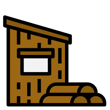Cabin And Wood Icon Vector Illustration, Natureのイラスト素材