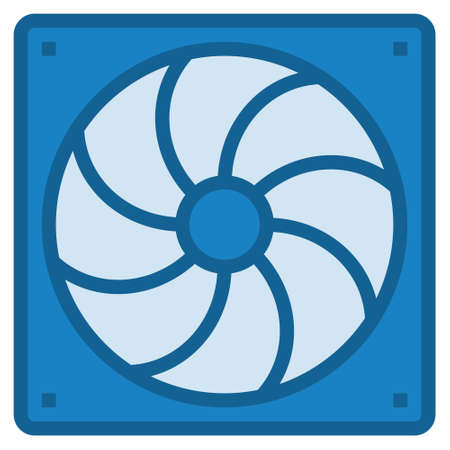 FAN COMPUTER blue color line iconのイラスト素材