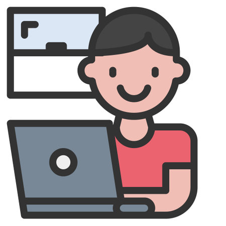 school online color icon line color vector illustrationのイラスト素材