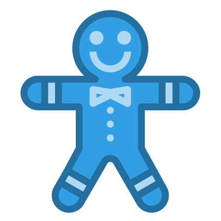 gingerbread icon line blue color .のイラスト素材
