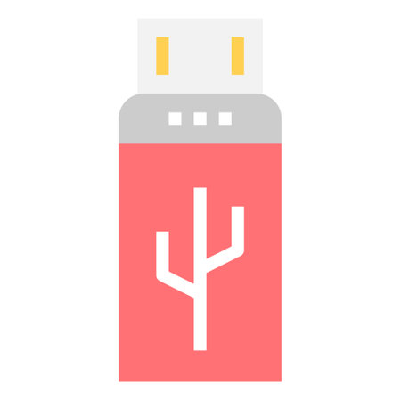 FLASH DRIVE ICON FLAT COLOR VECTOR .のイラスト素材