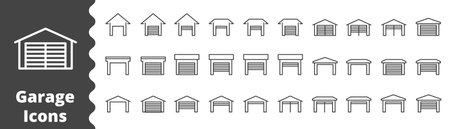 Garage icons set. Vector illustration of a set of garage vector icons for web designのイラスト素材