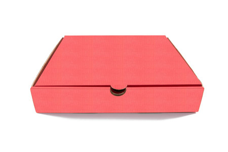 Red cardboard box isolated on white background