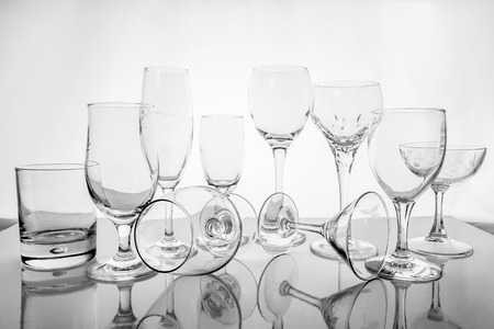 Collage of empty glassesの写真素材