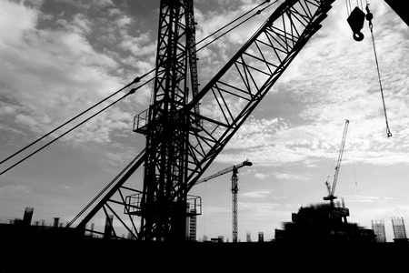 The building construction site silhouettes.の写真素材