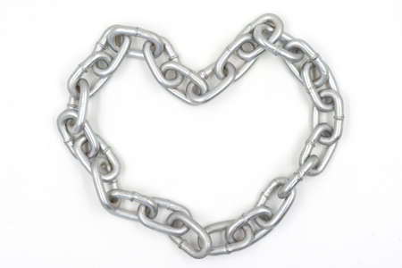 Chain of heart shape on white background.の写真素材