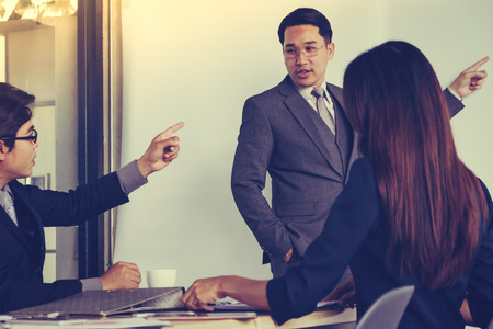Group of business people in meeting room. Vintage toneの写真素材