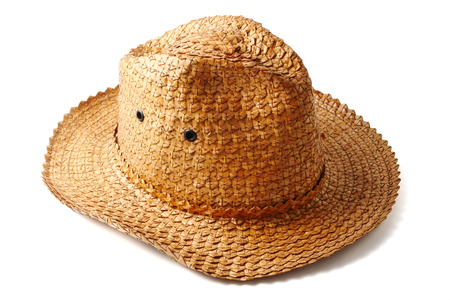 Handmade weaving hat on white background.の写真素材