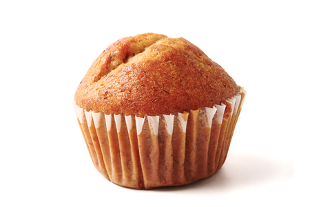Banana cupcake on a white background.の写真素材