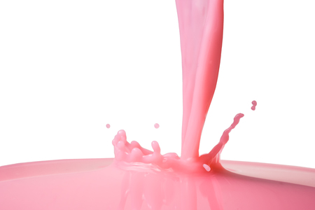 strawberry milk splash on white backgroundの写真素材