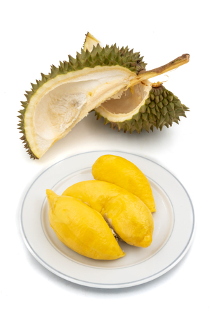 King of Fruits, Durian on white backgroundの写真素材