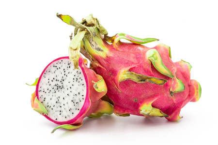 Fresh dragon fruit on a white backgroundの写真素材