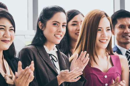 Asian Officers are feeling happy while training together at the office.の写真素材
