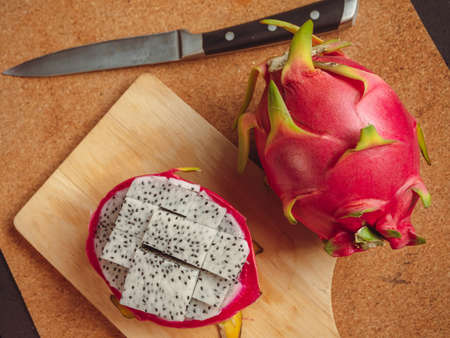 Dragon fruit is a unique fruit that is high in fiber.の写真素材