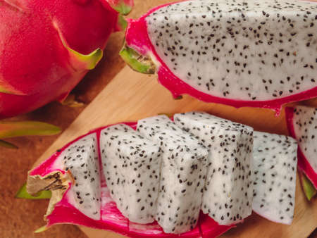 Dragon fruit is a unique fruit that is high in fiber.の写真素材