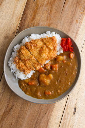 Japanese food. Fried Pork Curry with Riceの写真素材