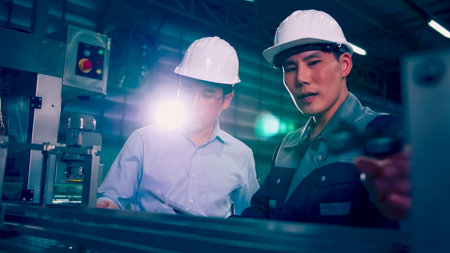 An engineer is explaining remote machine control to industrial owners.