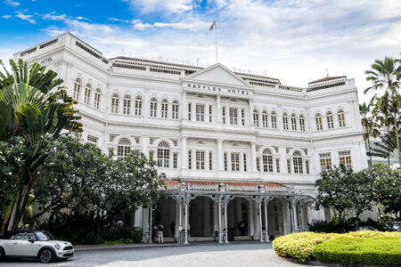 The colonial-style Raffles Hotel is one of the most famous icons of Singapore established in 1899  It was named after the founder of Singapore, Sir Stamford Raffles のeditorial素材