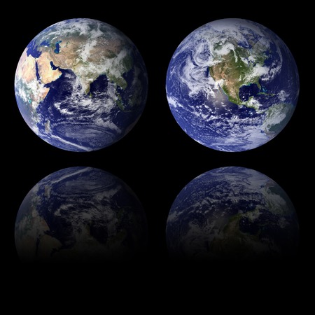 High resolution 3D render of Planet Earth in the Eastern and Western hemispheres  の写真素材
