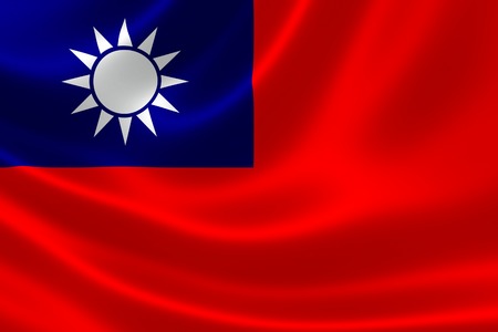 3D rendering of the Taiwanese flag on silky satin の写真素材