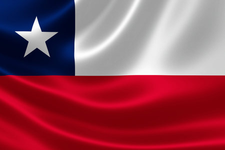 3D rendering of the flag of Chile on satin texture.の写真素材