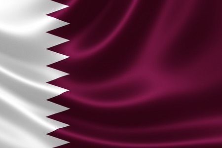 3D rendering of the flag of Qatar on satin texture.の写真素材