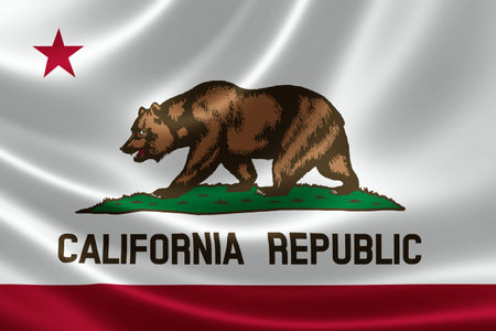 3D rendering of the flag of California on satin texture.の写真素材
