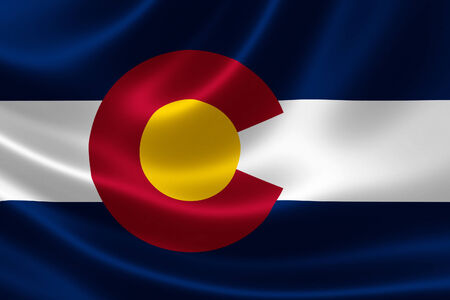 3D rendering of the flag of Colorado on satin texture.の写真素材