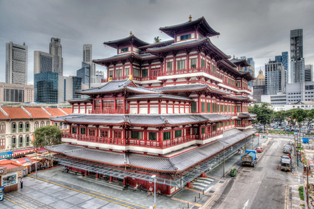 HDR rendering of the Buddha Toothe Relic Temple in Singaporeのeditorial素材
