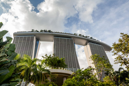 The Marina Bay Sands Hotel is an integrated resort renowned as the most expensive standalone casino property in the world.のeditorial素材