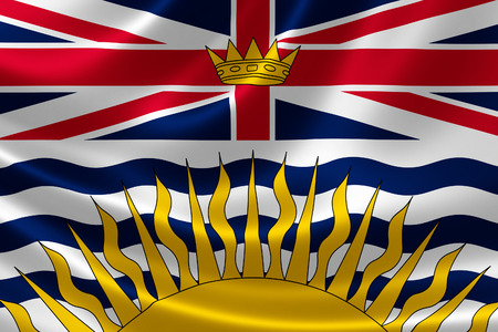 3D rendering of the Canadian provincial flag of British Columbia on satin texture.の写真素材
