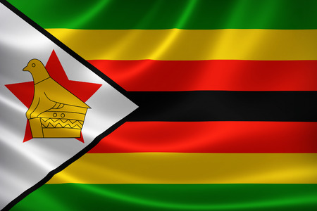 3D rendering of the flag of Zimbabwe on satin texture.の写真素材
