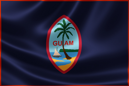 3D rendering of a satin-textured flag of Guam, an unincorporated and organized territory of the United States located in the northwestern Pacific Ocean.の写真素材