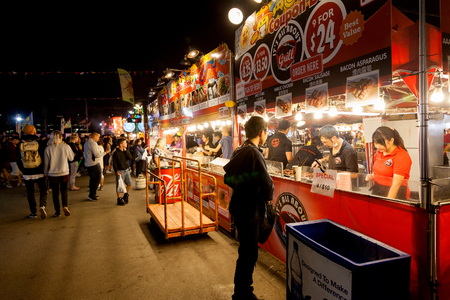 RICHMOND, CANADA - JULY 10: Visitors at the Richmond night market near Vancouver enjoying food and fun July 10, 2016. The market attracts visitors from around the world for its ethnic food, unique shops and nightly street entertainment.のeditorial素材