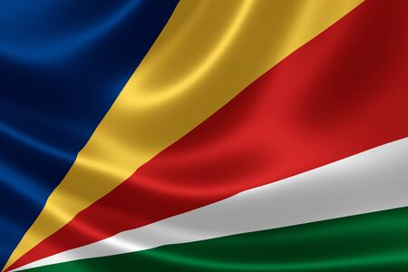 3D rendering of the flag of Seychelles on satin texture.の写真素材