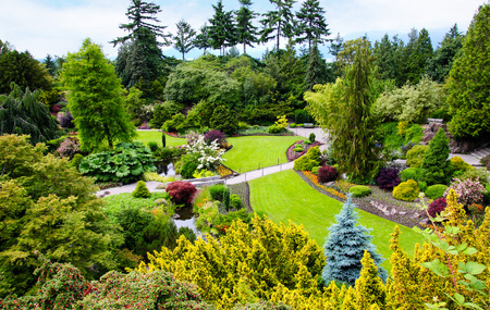 Queen Elizabeth Park in Vancouver. At 152 metres above sea level, the public park is the highest point in Vancouver with spectacular views of the city and mountains on the North Shore.のeditorial素材
