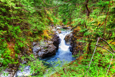 Little Qualicum Falls (lower falls) near Qualicum Beach and Parksville on Vancouver Island, British Columbia, Canada.の写真素材