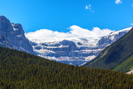 Stutfield Glacier on the Icefields Parkway in the Canadian Rockies. The glacier flows southeast from the Columbia Icefield at Stutfield Peak, a mountain in Jasper National Park, Alberta, Canada.の写真素材