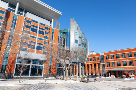 CALGARY, CANADA - FEB 14, 2019: The Southern Alberta Institute of Technology or SAIT polytechnic started in 1916 in Calgary and is the third largest post-secondary institute in Alberta, Canada. SAIT is a highly recognized technology trade school.のeditorial素材