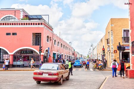VALLADOLID, MEXICO - DEC 23, 2019: Historic Mayan city of Valladolid in the Mexican state of Yucatan. Until the 20th century, it was the most important city of the Peninsula and it still retains much of the Spanish colonial era architecture today.のeditorial素材