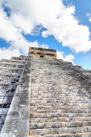 Famous Pyramid of Kukulcan or El Castillo at Chichen Itza, the largest archaeological cities of the pre-Columbian Maya civilization in the Yucatan Peninsula of Mexico.  it is one of the New Seven Wonders of the World.の写真素材