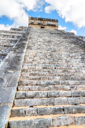 Famous Pyramid of Kukulcan or El Castillo at Chichen Itza, the largest archaeological cities of the pre-Columbian Maya civilization in the Yucatan Peninsula of Mexico.  it is one of the New Seven Wonders of the World.の写真素材
