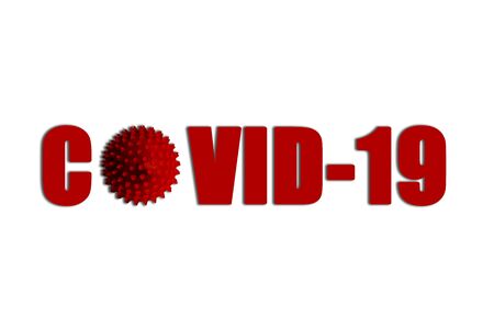 COVID-19 coronavirus pandemic text isolated on white background. Concept of virus spread..の写真素材